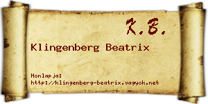 Klingenberg Beatrix névjegykártya